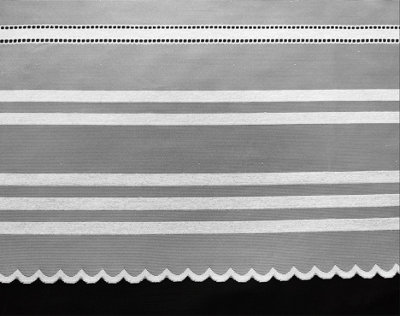 Home Curtains Hampton Stripe Net 400w x 91d CM Cut Lace Panel White