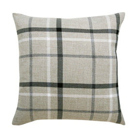 Home Curtains Hudson Woven Check 18x18" (43x43cm) single filled cushion Grey