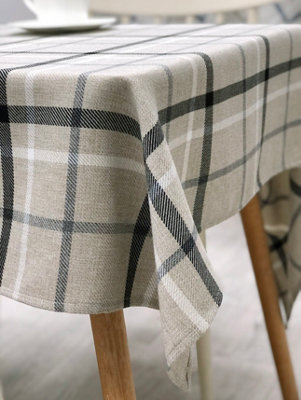 Home Curtains Hudson Woven Check 50 x 70" (127x178cm) Rectangle Grey Tablecloth