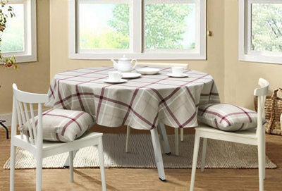 Home Curtains Hudson Woven Check 68" (173cm) Round Red Tablecloth