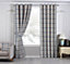 Home Curtains Hudson Woven Check Fully Lined 90w x 90d" (229x229cm) Blue Eyelet Curtains (PAIR)