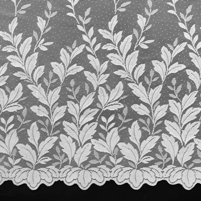 Home Curtains Jade Floral Net 200w x 91d CM Cut Lace Panel White