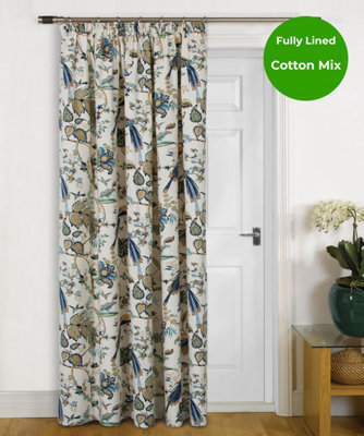 Home Curtains Kensington Fully Lined Botanical 65w x 84d" (165x213cm