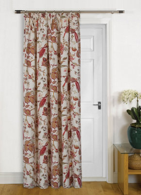 Home Curtains Kensington Fully Lined Botanical 65w x 84d" (165x213cm) Terracotta Door Curtain (1)