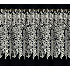 Home Curtains Larissa Macrame Cafe Net 200w x 40d CM (16") Cut Panel Cream