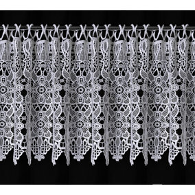 Home Curtains Larissa Macrame Cafe Net 200w x 40d CM (16") Cut Panel White