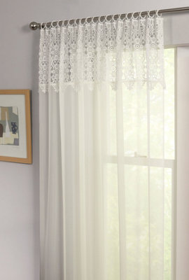 Home Curtains Larissa Voile Macrame 59w x 48d" (150x122cm) Cream Slot Top Panel (1)