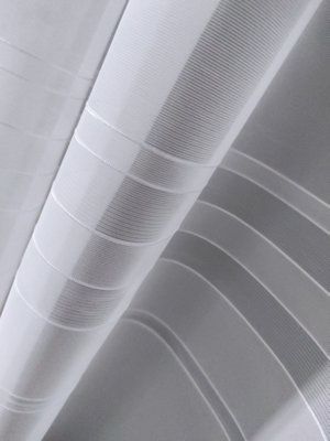 Home Curtains Lauren Net with base stripe 300w x 102d CM Cut Panel White