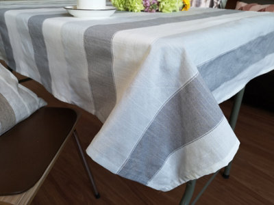 Home Curtains Leon Stripe 150x250cm Rectangle Tablecloth Grey