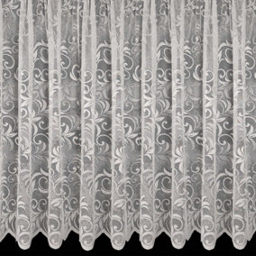 Home Curtains Linden Net 200w x 107d CM Cut Lace Panel White