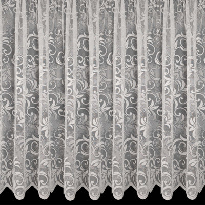 Home Curtains Linden Net 400w x 122d CM Cut Lace Panel White