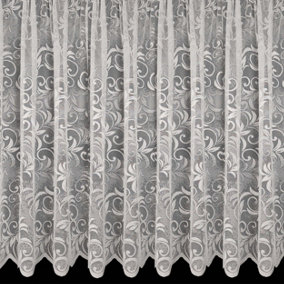 Home Curtains Linden Net 400w x 183d CM Cut Lace Panel White