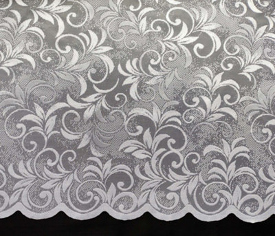 Home Curtains Linden Net 500w x 114d CM Cut Lace Panel White