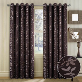 Home Curtains Lorenzo Fully Lined 45w x 48d" (114x122cm) Chocolate Eyelet curtains (PAIR)