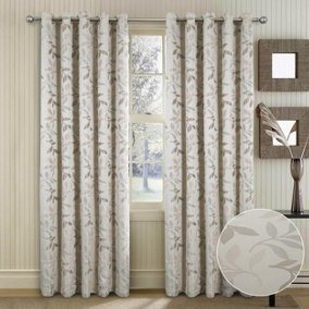 Home Curtains Lorenzo Fully Lined 45w x 48d" (114x122cm) Natural Eyelet curtains (PAIR)