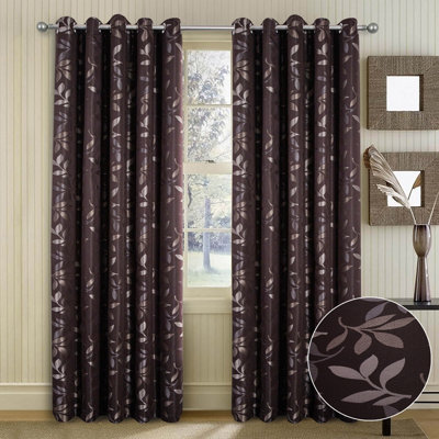 Home Curtains Lorenzo Fully Lined 65w x 72d" (165x183cm) Chocolate Eyelet curtains (PAIR)