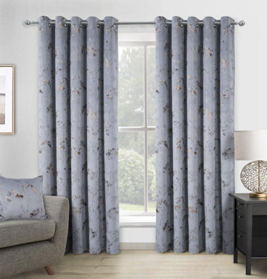 Home Curtains Lucia Thermal Interlined 45w x 54d" (114x137cm) Grey Eyelet Curtains (PAIR)