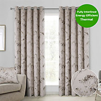 Home Curtains Lucia Thermal Interlined 65w x 72d" (165x183cm) Natural Eyelet Curtains (PAIR)