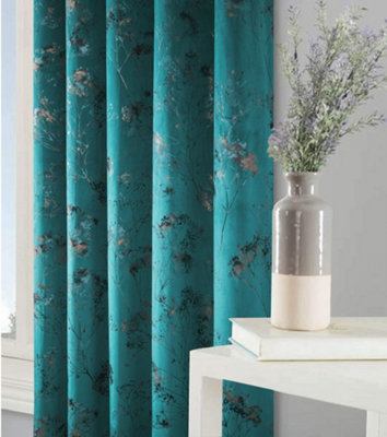 Home Curtains Lucia Thermal Interlined 65w x 90d" (165x229cm) Teal Eyelet Curtains (PAIR)