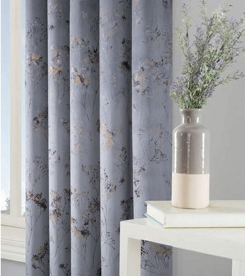 Home Curtains Lucia Thermal Interlined 90w x 90d" (229x229cm) Grey Eyelet Curtains (PAIR)
