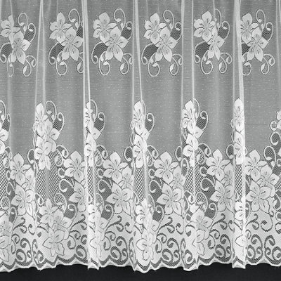 Home Curtains Lynsey Floral Net 300w x 152d CM Cut Lace Panel White