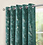 Home Curtains Mabel Metallic Super Thermal Interlined 90w x 108d" (229x274cm) Green Eyelet Curtains (PAIR)