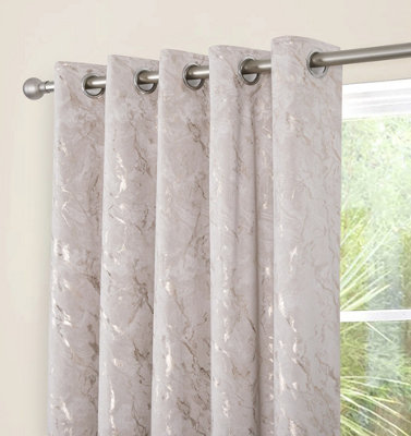 Home Curtains Mabel Metallic Super Thermal Interlined 90w x 90d" (229x229cm) Cream Eyelet Curtains (PAIR)