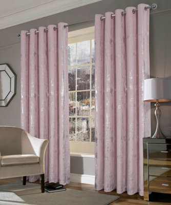 Home Curtains Margo Velour Thermal  Lined 65w x 54d" (165x137cm) Pink Eyelet Curtains (PAIR)