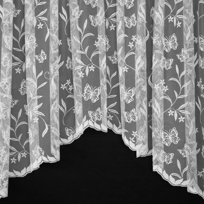 Home Curtains Meadow Butterfly Lace Net Jardinere 100w x 42d" (254x107cm) White