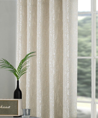 Home Curtains Mia Super Thermal Interlined 45w x 54d" (114x137cm) Cream Eyelet Curtains (PAIR)