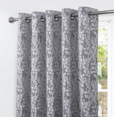 Home Curtains Mia Super Thermal Interlined 45w x 54d" (114x137cm) Grey Eyelet Curtains (PAIR)