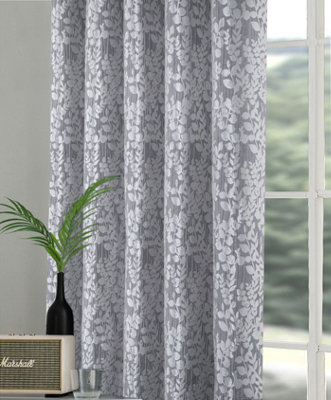 Home Curtains Mia Super Thermal Interlined 65w x 90d" (165x229cm) Grey Eyelet Curtains (PAIR)
