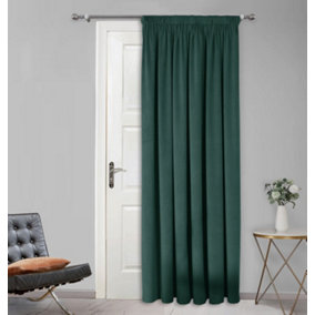 Home Curtains Montreal Fully Lined Soft Velour 45w x 84d" (114x213cm) Bottle Green Door Curtain (1)