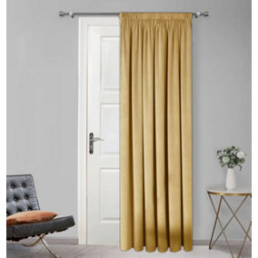 Home Curtains Montreal Fully Lined Soft Velour 45w x 84d" (114x213cm) Gold Door Curtain (1)