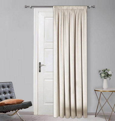 Home Curtains Montreal Fully Lined Soft Velour 45w x 84d" (114x213cm) Natural Door Curtain (1)