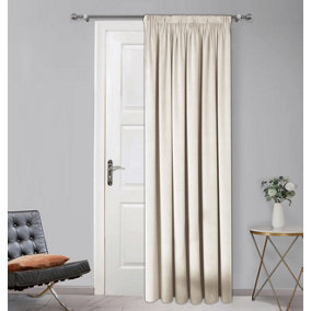 Home Curtains Montreal Fully Lined Soft Velour 45w x 84d" (114x213cm) Natural Door Curtain