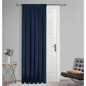 Home Curtains Montreal Fully Lined Soft Velour 45w x 84d" (114x213cm) Navy Door Curtain (1)
