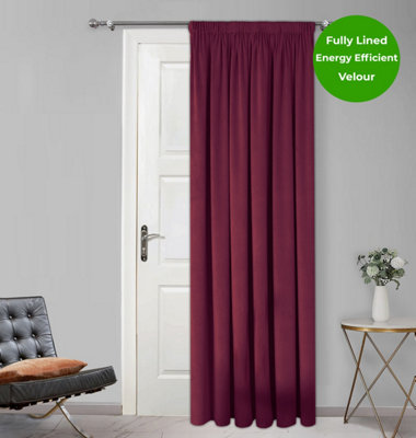 Home Curtains Montreal Fully Lined Soft Velour 45w x 84d" (114x213cm) Wine Door Curtain (1)