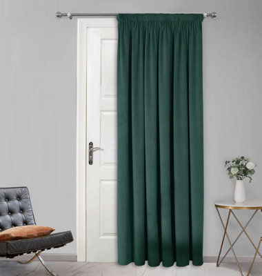 Home Curtains Montreal Fully Lined Soft Velour 65w x 84d" (165x213cm) Bottle Green Door Curtain