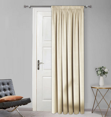 Home Curtains Montreal Fully Lined Soft Velour 65w x 84d" (165x213cm) Natural Door Curtain (1)