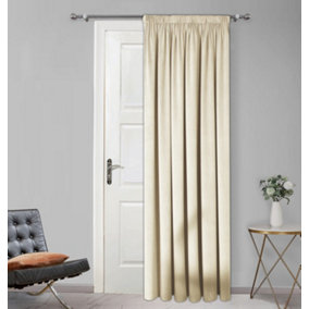 Home Curtains Montreal Fully Lined Soft Velour 65w x 84d" (165x213cm) Natural Door Curtain