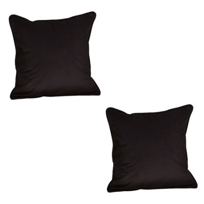 Home Curtains Montreal Soft Velour Filled Cushions Black PACK OF 2 DIY at B Q