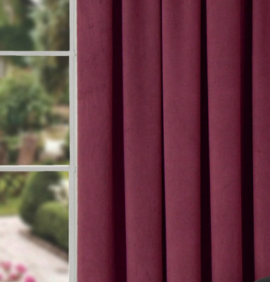 Home Curtains Montreal Super Soft Velour Fully Lined 65w x 90d (165x229cm)  Wine 3 Pencil pleat Curtains (PAIR)