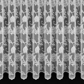 Home Curtains Radley Floral Net 200w x 137d CM Cut Lace Panel White