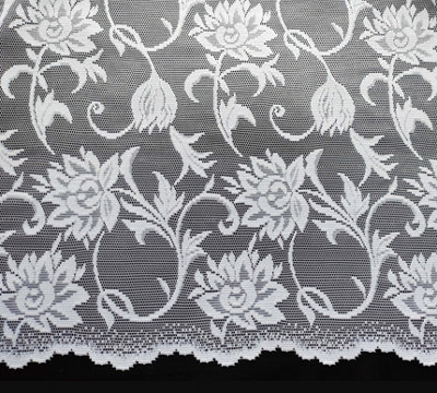 Home Curtains Radley Floral Net 200w x 152d CM Cut Lace Panel White