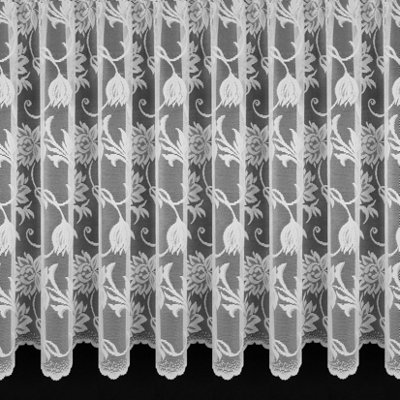 Home Curtains Radley Floral Net 500w x 102d CM Cut Lace Panel White
