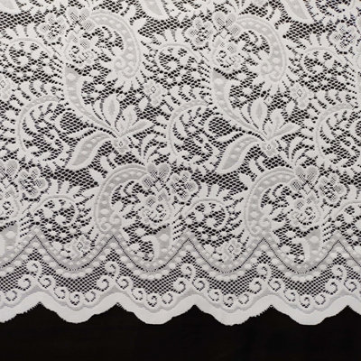 Home Curtains Repton Net 400w x 102d CM Cut Lace Panel White