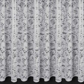 Home Curtains Repton Net 500w x 102d CM Cut Lace Panel White