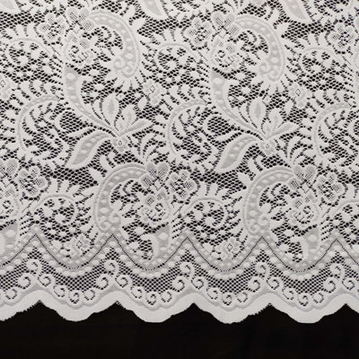 Home Curtains Repton Net 500w x 152d CM Cut Lace Panel White