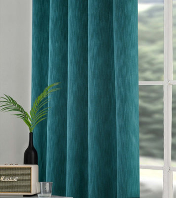 Home Curtains Rossi Blackout Lined 65w x 72d" (165x183cm) Teal Eyelet Curtains (PAIR)